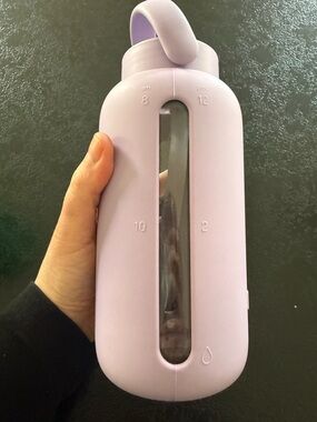 Lavender Silicone Glass Water Bottle